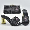 Italian Newest Special Rhinestone and Metal Decoration Style Women Shoes and Bag Set in Gold Color  